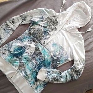 Maurices Hooded Hoodie Zip Sweatshirt Bling White